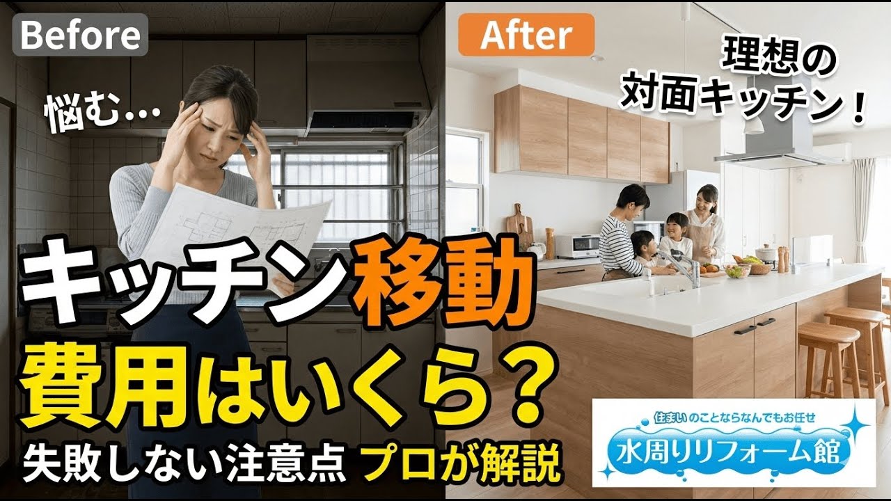 キッチン移動いくらかかる？35万〜300万の費用相場とマンション 