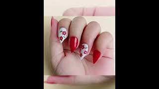 Red Floral Nail Art 🌸#shorts ytshorts #buffnblush