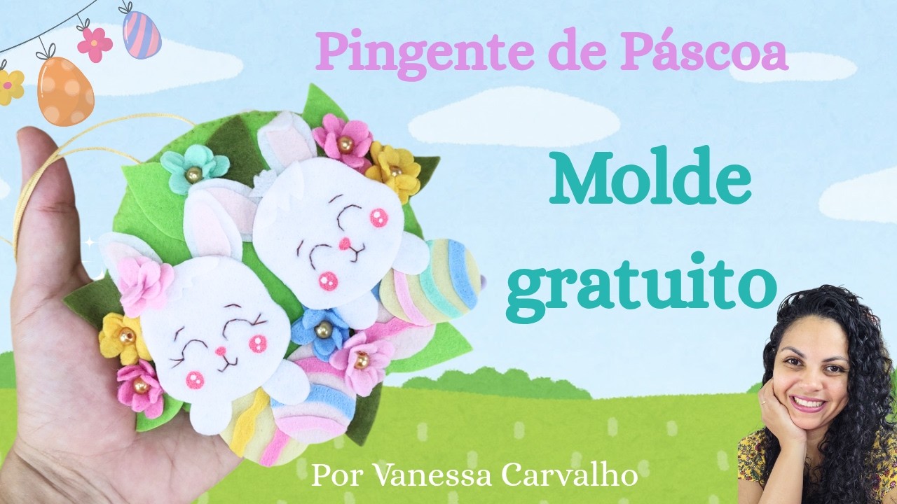 MOLDE GRATUITO Pingente de Páscoa Coelhos em feltro