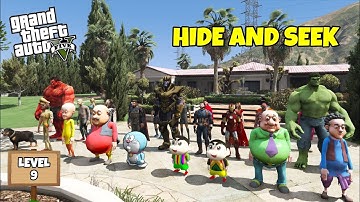 GTA 5 : FRANKLIN, SHINCHAN AND PINCHAN PLAYING HIDE AND SEEK 😯 LEVEL 9