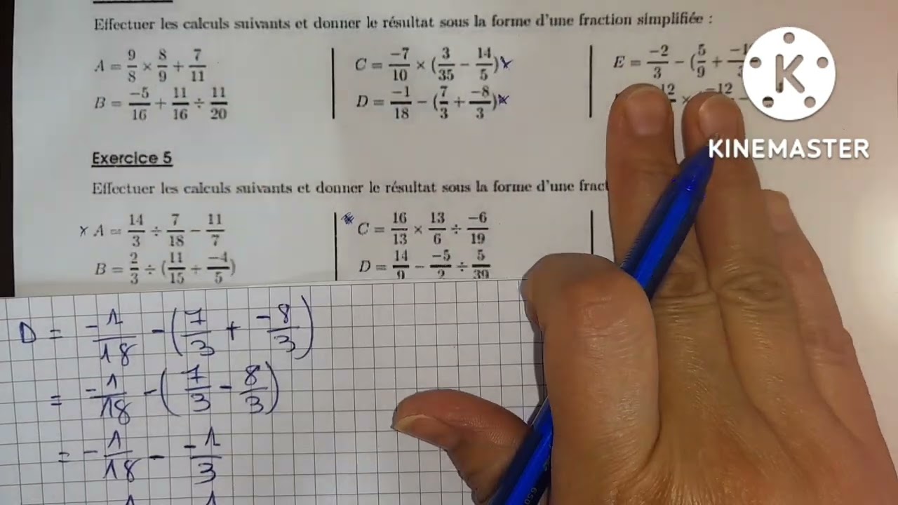 les nombres rationnels (3) (addition +soustraction +multiplication + division) : 2AC