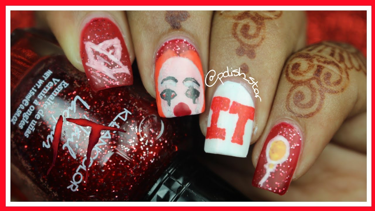 IT Movie Inspired Nail Art (Halloween Nail Art) Polish Star YouTube