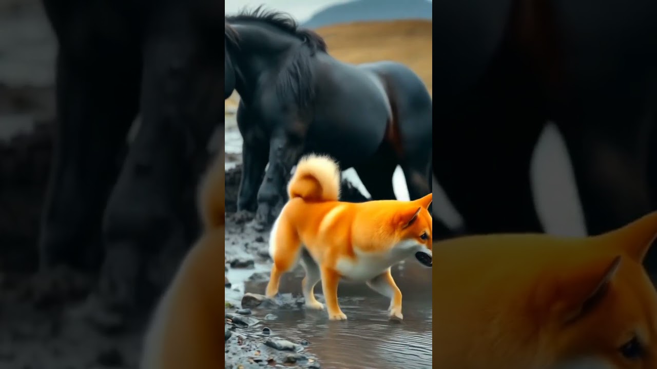 The horse died in the water. 