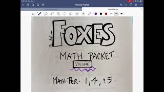 Volume Packet HELP: Days 1 & 2 (Per. 1, 4, & 5)