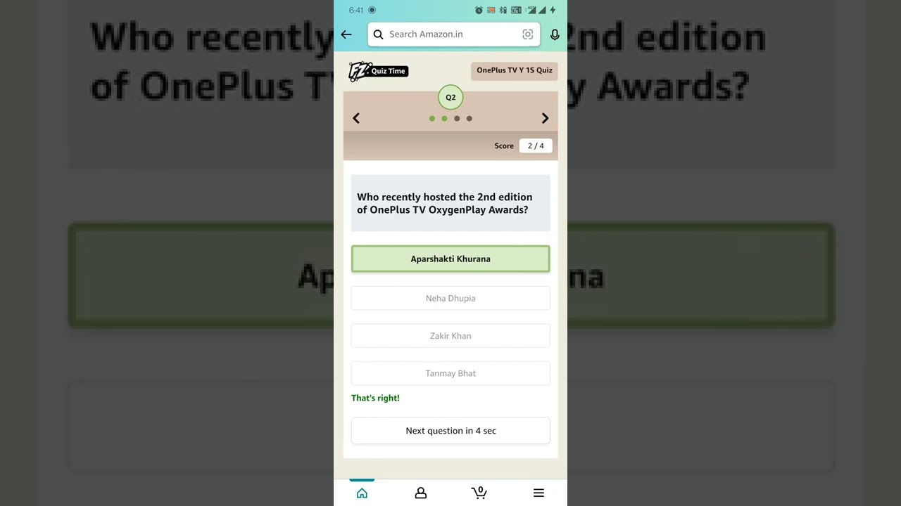 Amazon OnePlus TV Y 1S Quiz Answers Today   February 4, 2022