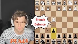 Magnus plays French defence against a 3000  rated GM