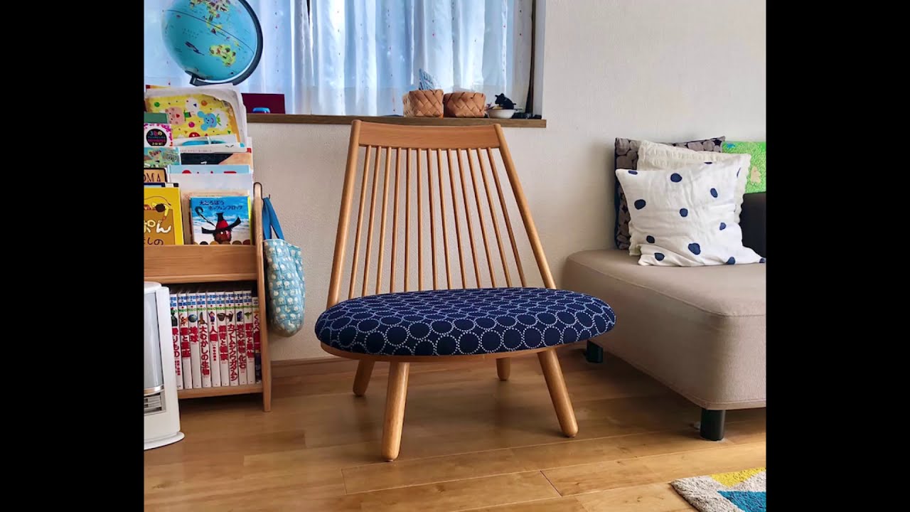 【椅子張替え修理の納品事例】　天童木工のスポークチェアーとミナ・ペルホネンの生地　広島のインテリアショップ栗田家具