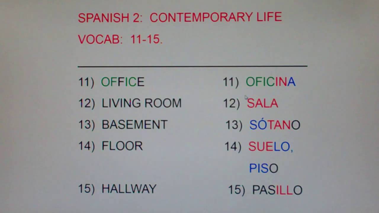 2 CL 11-15: oficina, sala, sótano, suelo, piso, pasillo... - YouTube