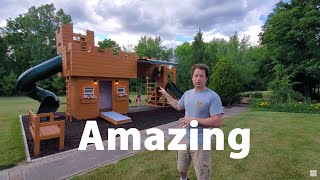 ✅ Ultimate DIY Castle Playground - Walk around and cost to build backyard swingset and playhouse