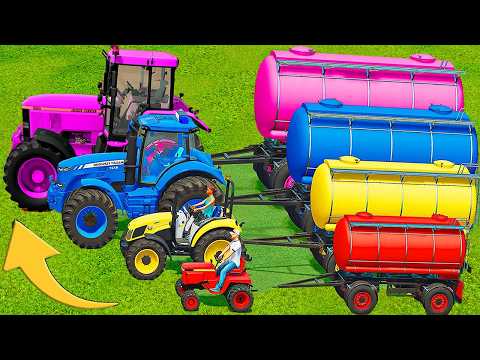 TINY vs BIGGEST TRACTORS! OVERLOAD ROAD TRAIN TRAILERS in EXTREME MUDDY PARKOUR! FS25