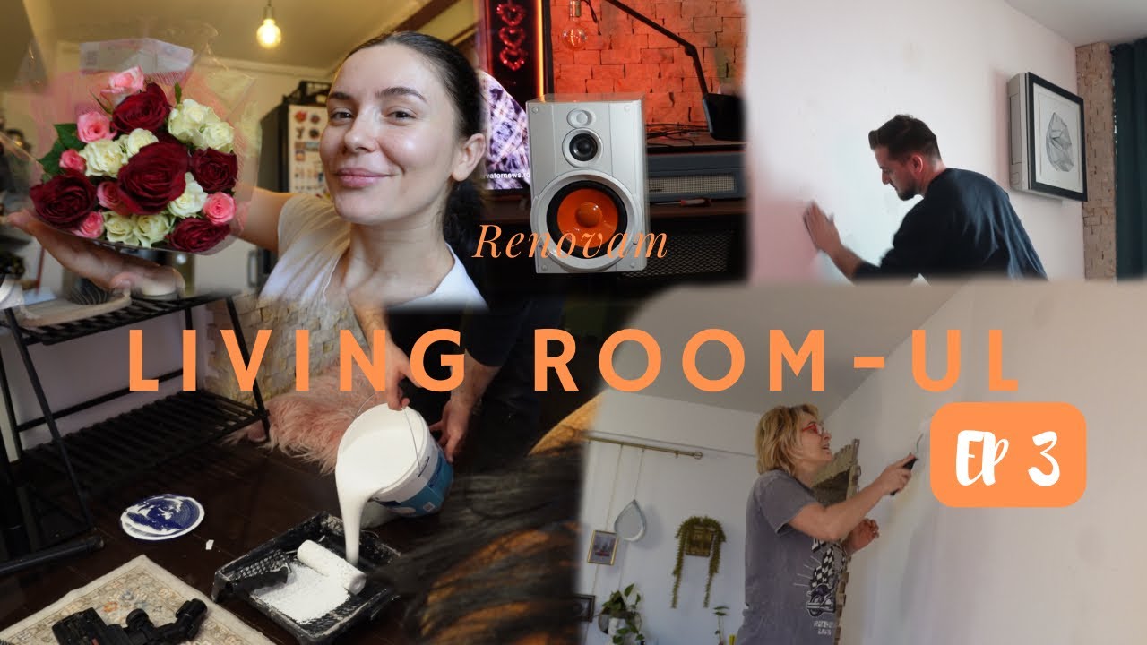 RENOVĂM LIVINGUL Retro Futuristic 🛠️ Am dat cu var, am gletuit|Haul LIDL & update deget rupt | Ep.3