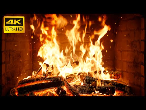 🔥 Crackling Winter Fireplace with Slow-Burning Logs and Peaceful Crackles for Creative Relaxation