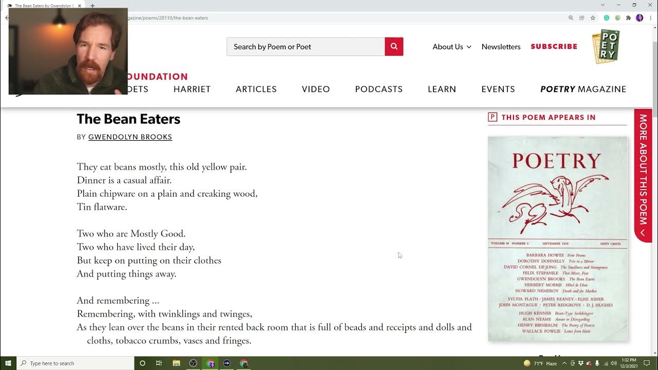 "The Bean Eaters" by Gwendolyn Brooks I Poem Analysis YouTube