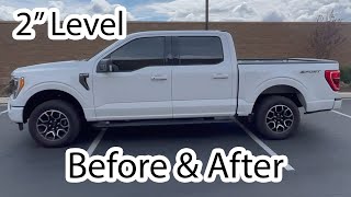 2' level   2021 F150  Before and After