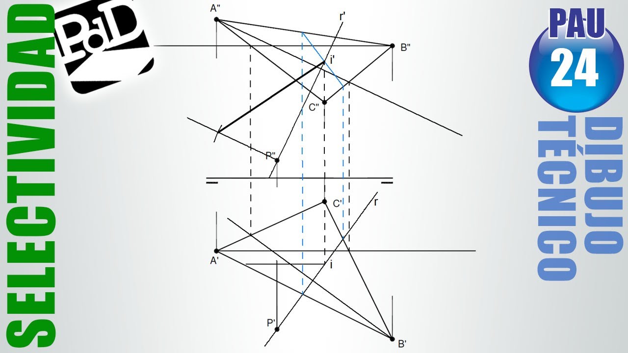 PAU #024 Diédrico: Distancia entre un punto y un triángulo (Castilla y León/2008).