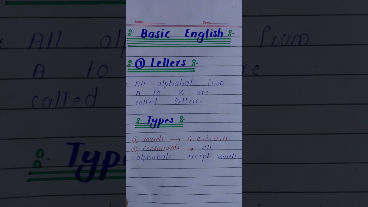 Basic English Grammar/ Definition of Letters/ Types of Letters