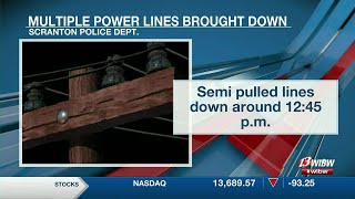 Semi-truck pulls down power poles, leaves some residents without power