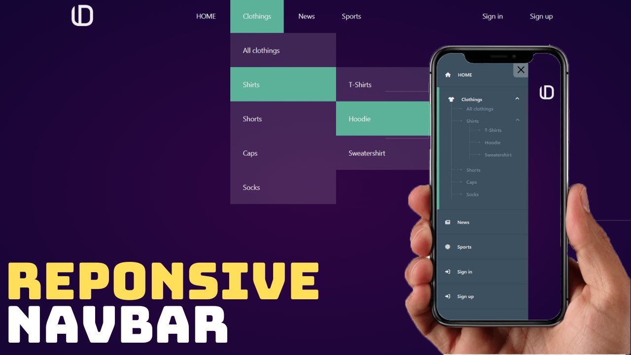 Create Responsive Navigation Bar using HTML and CSS - YouTube