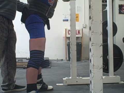 Cheryl Anderson 250 lb. squat x 2 reps @ 104 lbs.