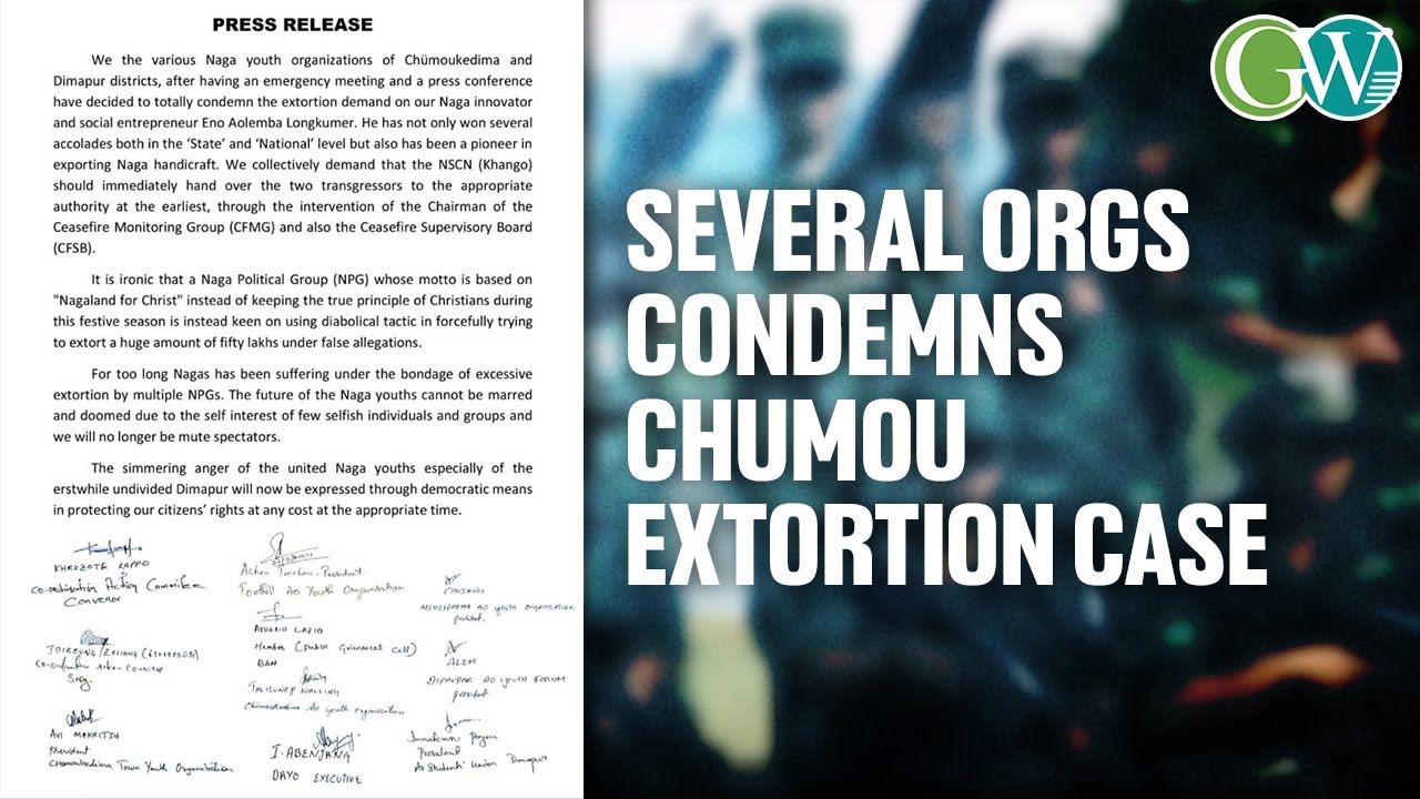 SEVERAL ORGs OF CHUMUKEDIMA & DMP DIST. CONDEMNS EXTORTION DEMAND ON AOLEMBA