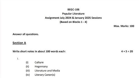 BEGC-106 SOLVED ASSIGNMENT 2024-2025 IGNOU ENGLISH MEDIUM #ignouassignmentsno1 #2025 #2024