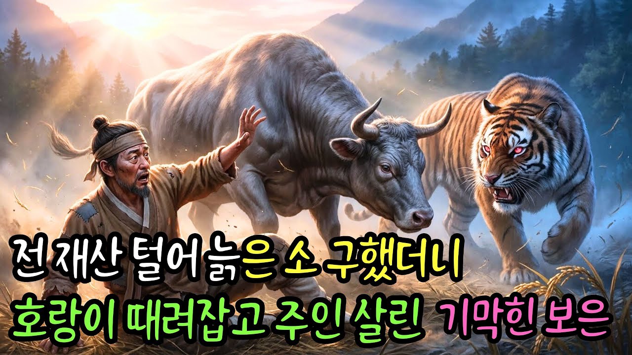 👌잠자기전 듣는 옛날이야기 1시| 도축장 끌려가던 늙은 소를 전 재산 털어 구했더니... 호랑이 때려잡고 주인 살린 기막힌 보은 ㅣ옛날이야기 ㅣ민담 ㅣ오디오북ㅣ전설ㅣ설화 ㅣ야담