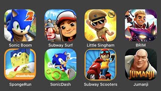 Sonic Boom, Subway Surf, Little Singham, BRIM, Sponge Run, Sonic Dash, Subway Scooters, Jumanji screenshot 5