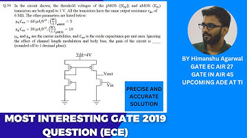 Most Interesting and Difficult Question of MOSFET Gain in GATE 2019 || Short and Precise Solution
