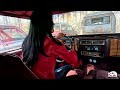 April lee cranking her old chevy  classic cadillac little red leather riding boots 1454
