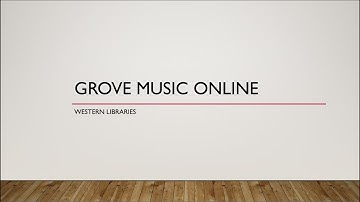 Grove Music Online