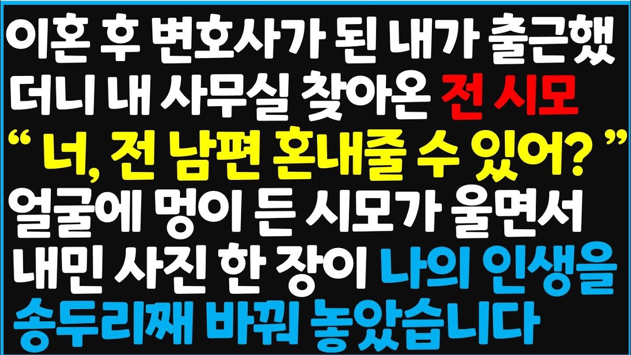 (신청사연) 이혼 후 변호사가 된 내가 출근했더니 내 사무실 찾아온 전 시모 