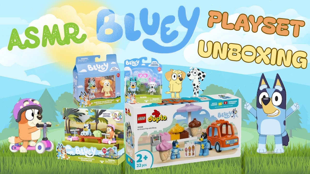 15 minutes of satisfying unboxing, Bluey toy playset ASMR | Bluey, Bingo, Chloe, Chucky & Adventures