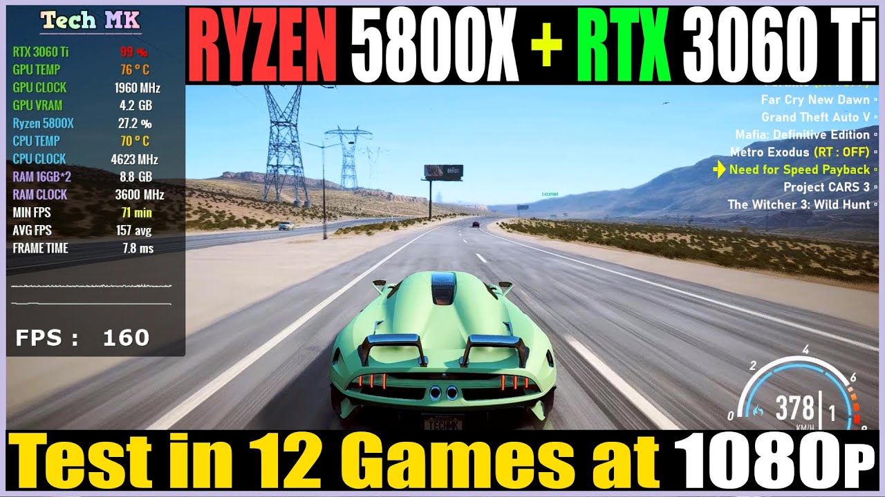 Ryzen 7 5800X - RTX 3060 Ti Test in Games at 1080p - Tech MK -