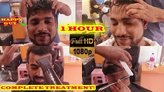 1Hr Complete Indian Barber Treatment 😴 1 Hour ASMR Relax | ASMR head massage 1 hour | 1 hour haircut