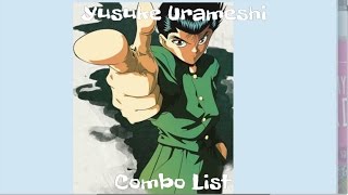 Yusuke Urameshi Combo List J-Stars Victory VS+