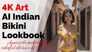 [4K Art] AI Indian Bikini Lookbook - old town of Chefchaouen