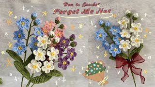 CROCHET FLOWER : How to Crochet Forget Me Not Flower 💐💐 Crochet Flower Bouquet