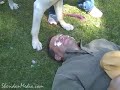 Bob Grammens gets his face licked.
