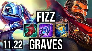 FIZZ vs GRAVES (MID) (DEFEAT) | Rank 5 Fizz, 9/3/8 | KR Grandmaster | 11.22