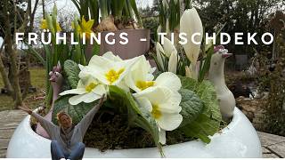 Frühlings - Tischdeko In Gelb - Weiß Diy Osterdeko Mit Primeln, Narzissen Krokussen