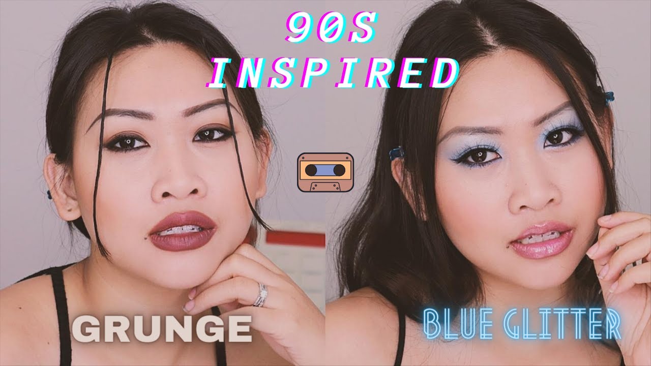 90s Inspired Makeup Look Grunge Vs Blue Glitter Makeup Tutorial