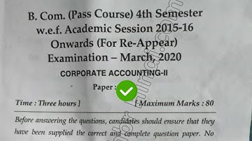 2020 Mdu BCom Pass 4th Sem Reappear Corporate Accounting Question Paper