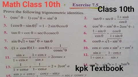 TRIGONOMETRY CLAS TENTH| 10th Trigonometry Exercisev7.5 part-01 kpk textbook,kpk boards