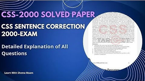 CSS Sentence Correction 2000-Examination| CSS Complete Solved Paper By Shema Maam