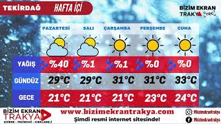 HAVA DURUMU TRAKYA HAFTA İÇİ (10 -  14 Temmuz 2023) Resimi