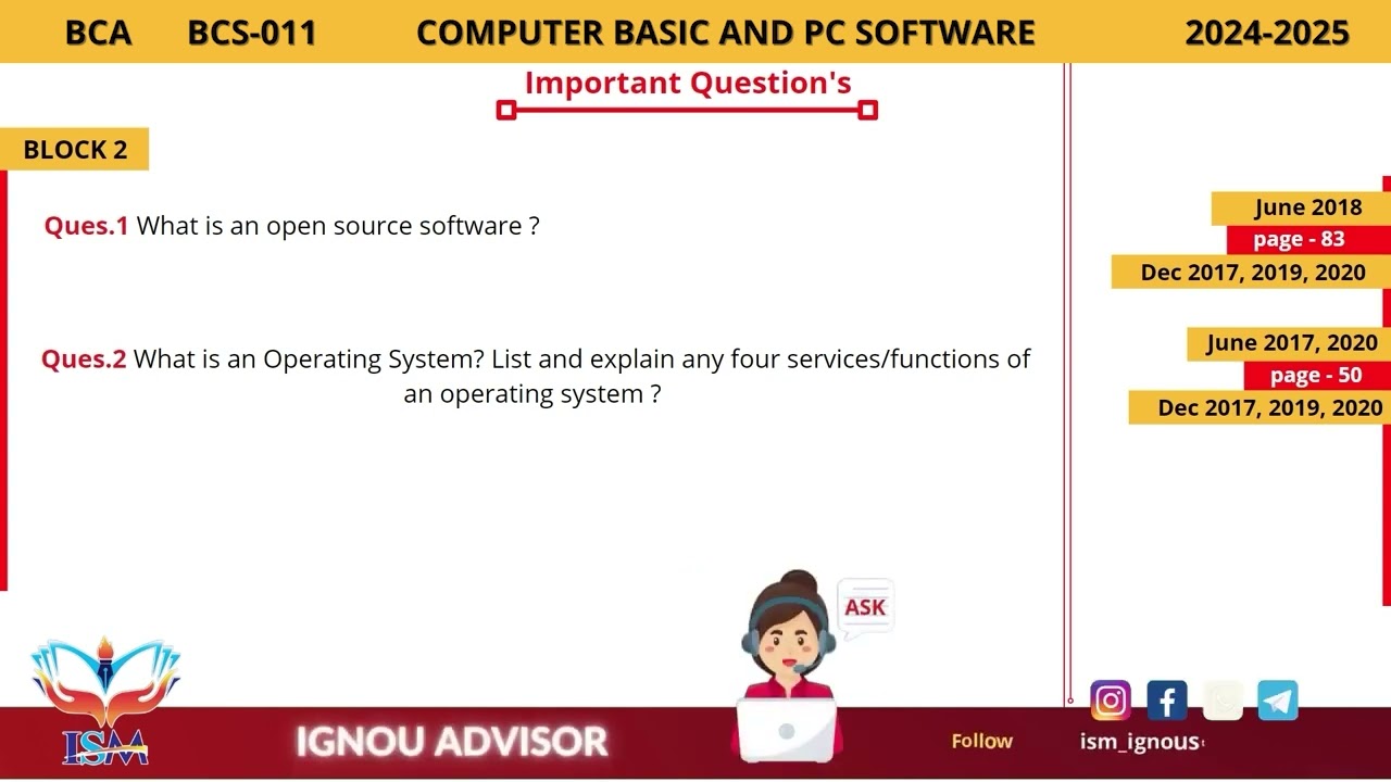 BCS 11   Important Questions with Answer   Computer   BCA   IGNOU   All Blocks By ISM