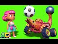 AnimaCars - DEMOLITION LIZARD becomes a soccer player!  - Cartoons for kids with trucks &amp; animals