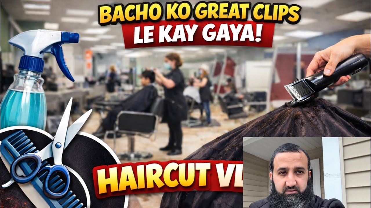 Bachon ko Great Clips Hair Cut kay liye le kay gaya