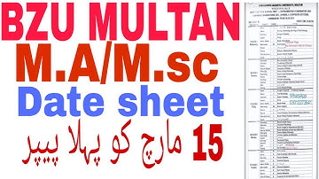 Bzu Multan M.A/M.sc part 1 annual and supply exams Date sheet 2022