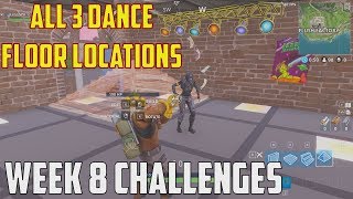 Fortnite ALL 3 Dance On Different Dance Floors Week 8 Challenges FORTNITE BATTLE ROYALE